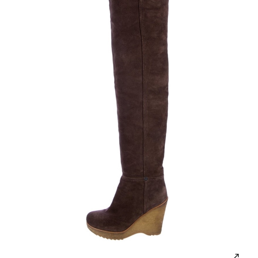 Prada Dark Brown Over-the-Knee Wedge Boots